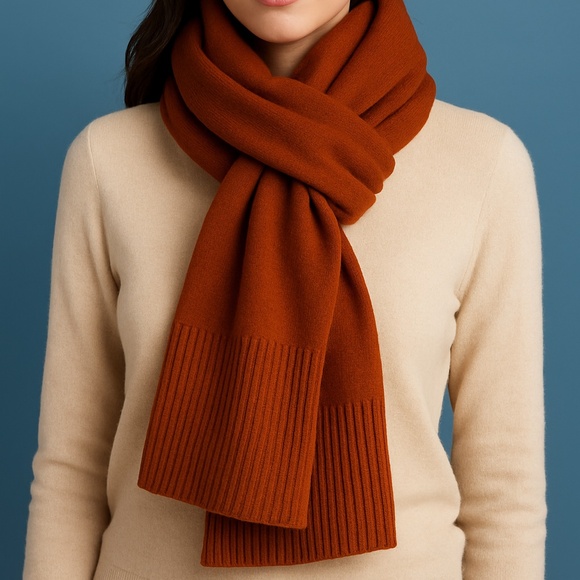 Brown extra-long responsible merino wool scarf NWT - Picture 1 of 13